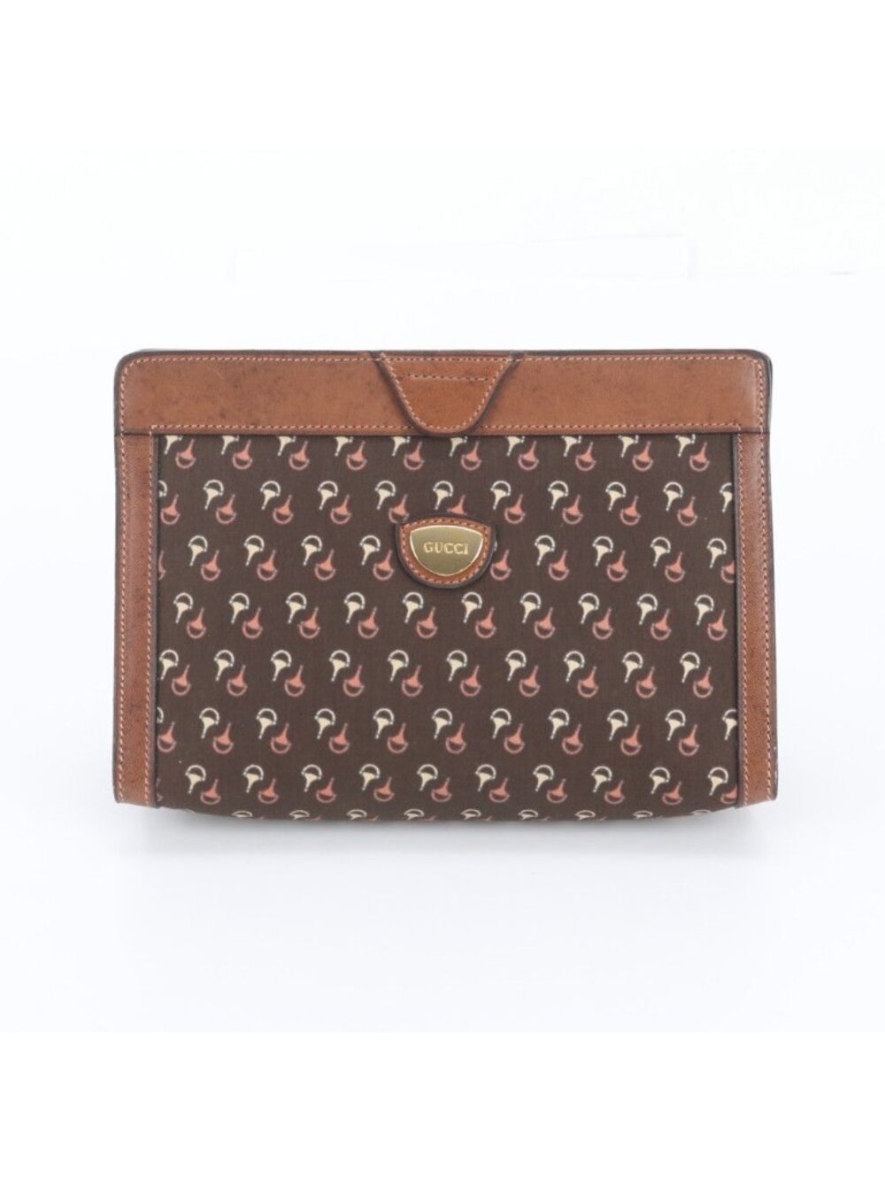 Gucci Vintage Horsebit Pattern Leather Clutch Hand Second Pouch